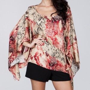 Ark Co | Women Python Poncho Size S Red Dolman Sleeves